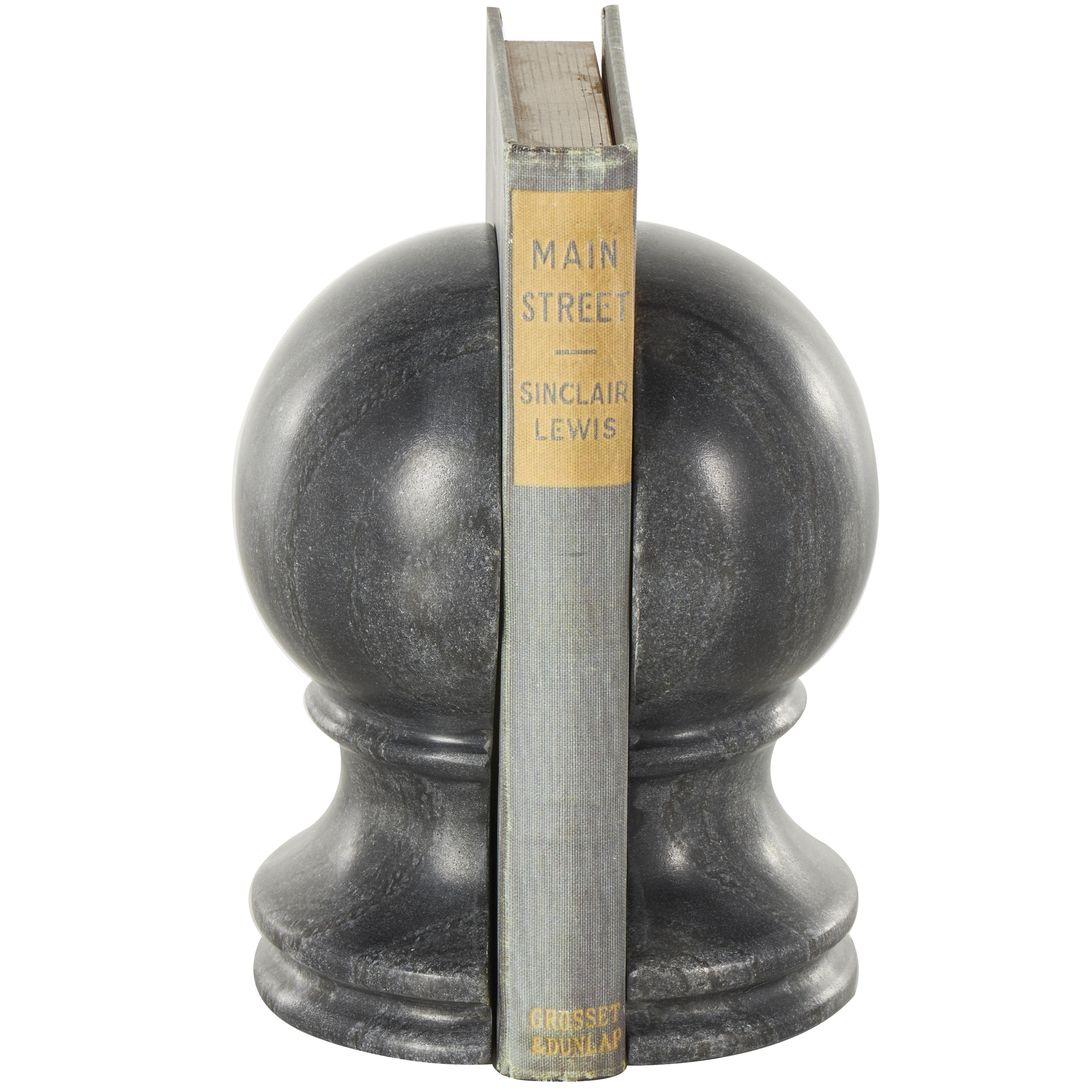 Roche River Decor - Marble Globe Sleek Orb Bookends - Set of 2 Black or White