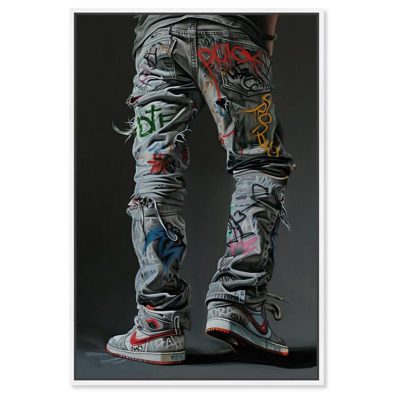 Graffiti Jeans and Sneakers Canvas by Art Remedy - White - 10" x 15"