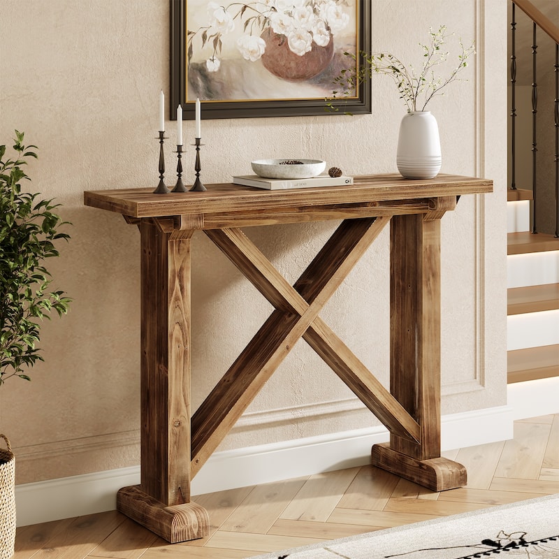 41.3 Inch Farmhouse Solid Wood Console Table for Entryway