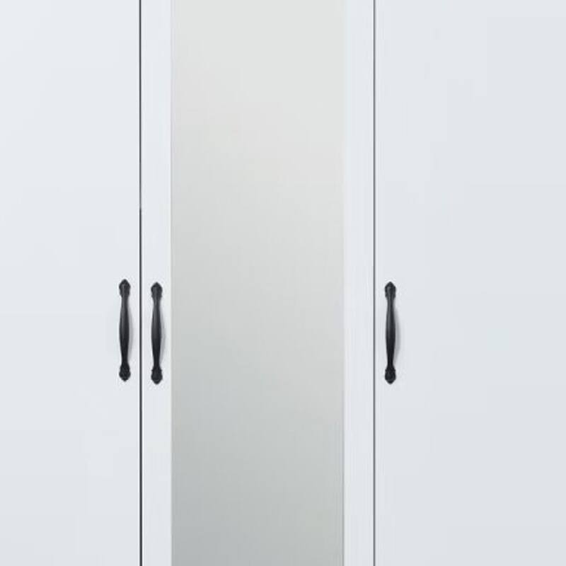 HomeRoots 74" White Mirrored Three Door Three Drawer Combo Dresser