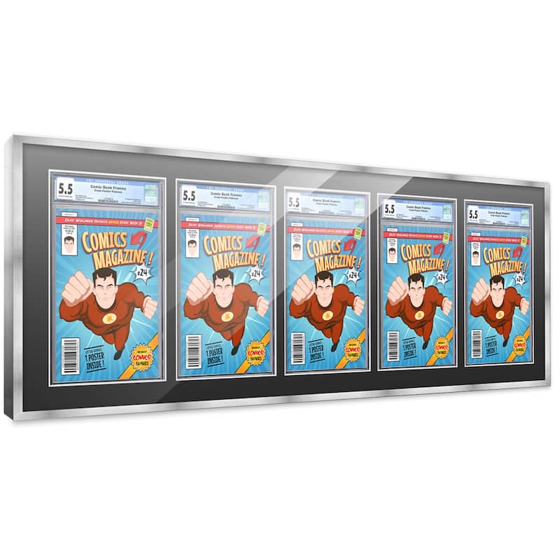 Comic Book Frame Wall Display with Mat for 5 CGC, CBCS OR PGX Graded ...