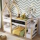 preview thumbnail 26 of 34, Twin House Bunk Bed with Stairs & Blackboards - Playful Design for Kids