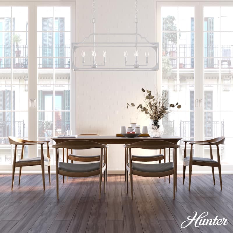 Hunter Highland Hill 8-Light Linear Chandelier - Dining Room Table - Farmhouse, Rustic