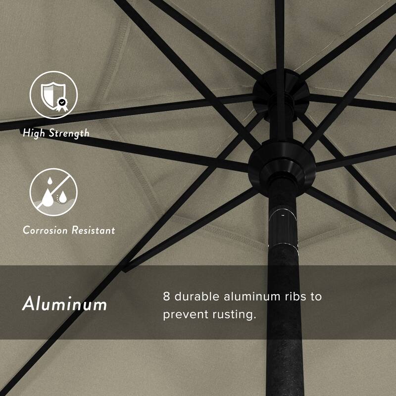 California Umbrella 7.5' Rd. Aluminum Patio Umbrella, Crank Lift with Push Button Tilt, Black Finish, Pacifica Fabric