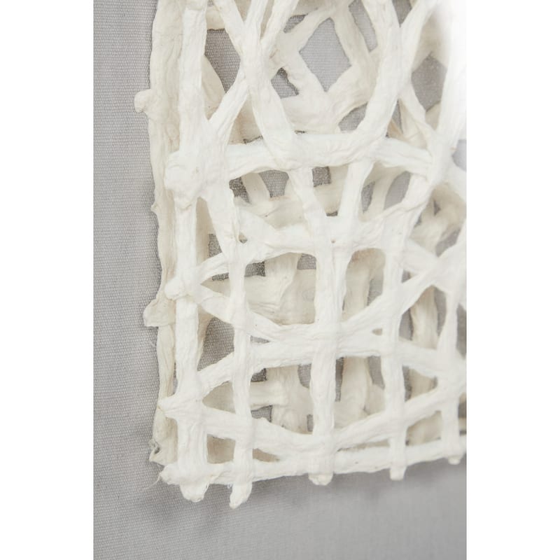 Paper Geometric Handmade 3D Origami Shadow Box with Gray Canvas Backing - White - Roche River Decor
