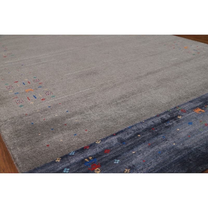 Gray Gabbeh Indian Area Rug Hand-Knotted Modern Wool Carpet - 5'6" x 8'1" - 5'6" x 8'1" - Grey
