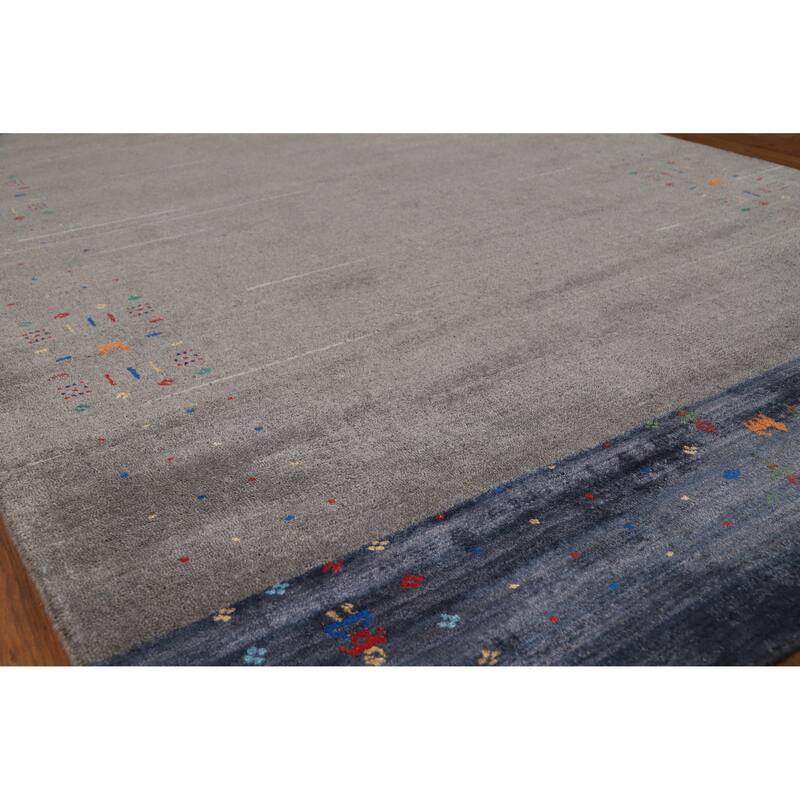 Hand Knotted Oriental 100% Wool Carpet Tribal Tribal Greys & Charcoal Gabbeh Area Rug - 8' 1'' X 5' 6''