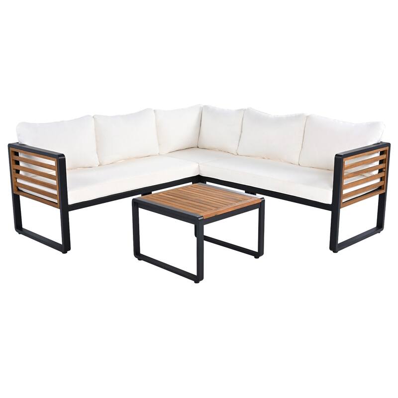 4-Piece Outdoor Patio Set with Cushions and Coffee Table