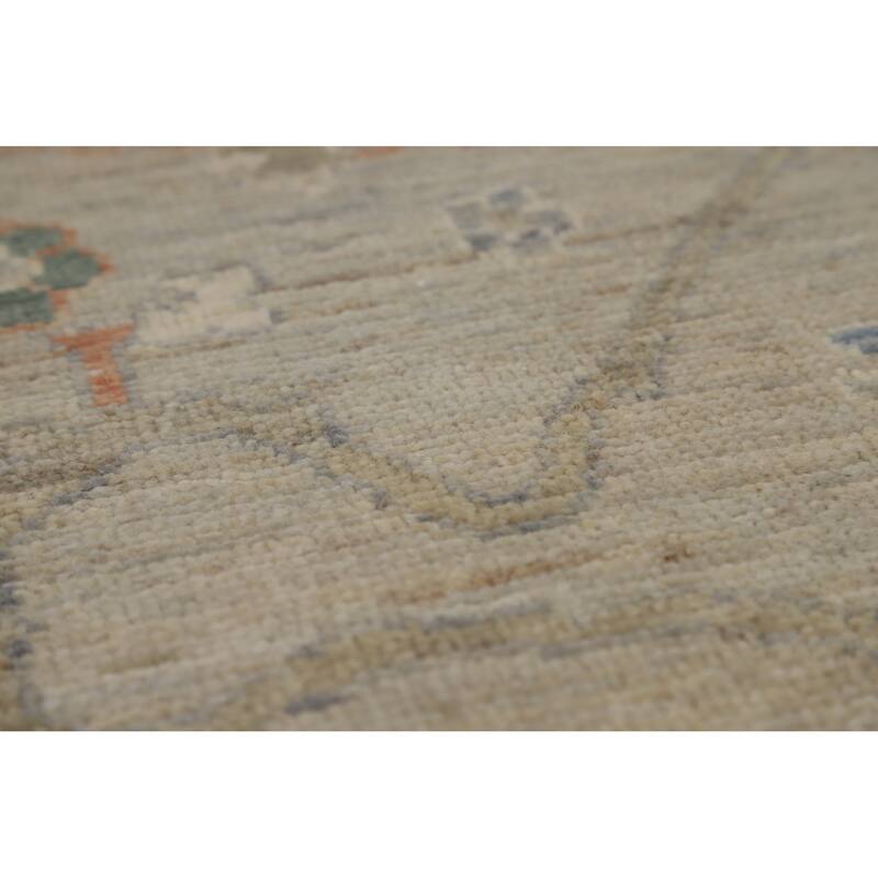 Hand Knotted Oriental 100% Wool Carpet Transitional All-Over Beige & Ivories Oushak Area Rug - 15' 0'' X 10' 3''