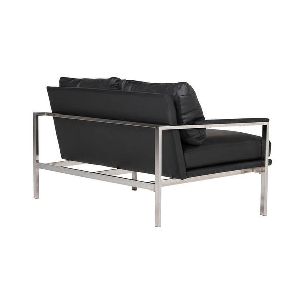 Shop Offex Home Lintel Modern Leather Loveseat In Chrome Black Overstock 20756202
