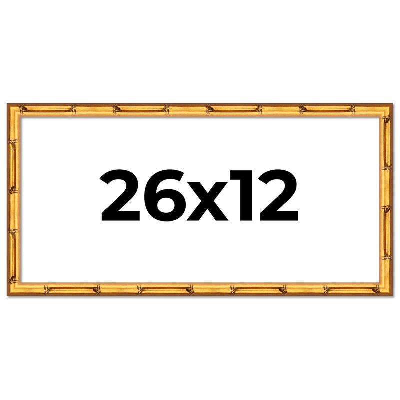 26x12 Frame Gold Bamboo Picture Frame Modern Photo Frame Includes UV Acrylic Shatter Guard Front Acid Free Foam Backing Board