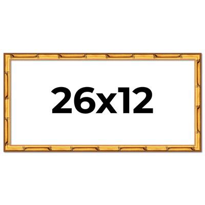 26x12 Frame Gold Bamboo Picture Frame Modern Photo Frame Includes UV Acrylic Shatter Guard Front Acid Free Foam Backing Board