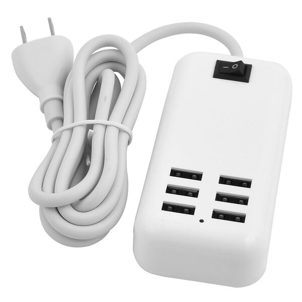 Unique Bargains AC 100-240V US Plug Travel Portable 6 Port Switch Design USB Power Adapter White