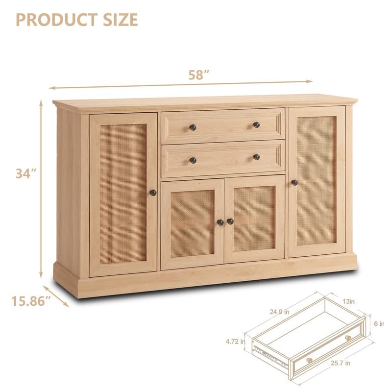 58'' Buffet Cabinet - 15.86"D x 42"W x 34"H