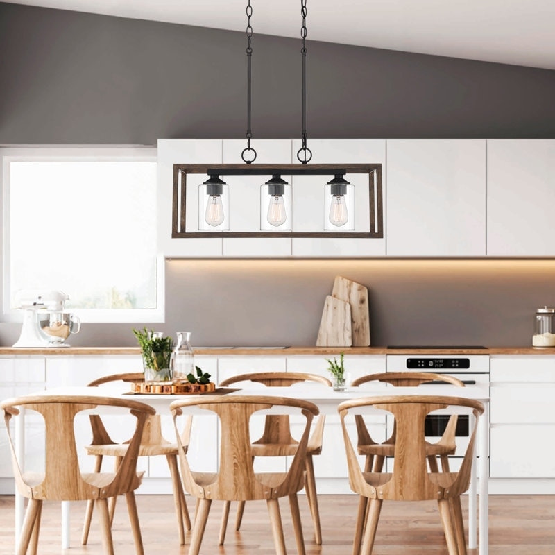 Acroma Modern Farmhouse 3-ight Rectangle Chandelier - 25
