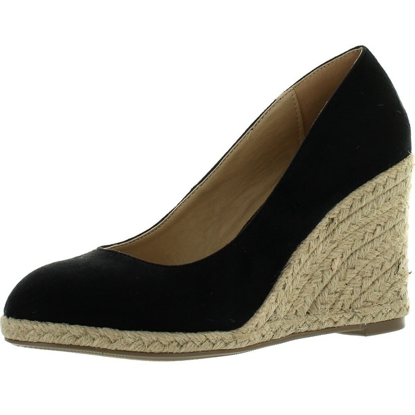 black closed toe espadrille wedges