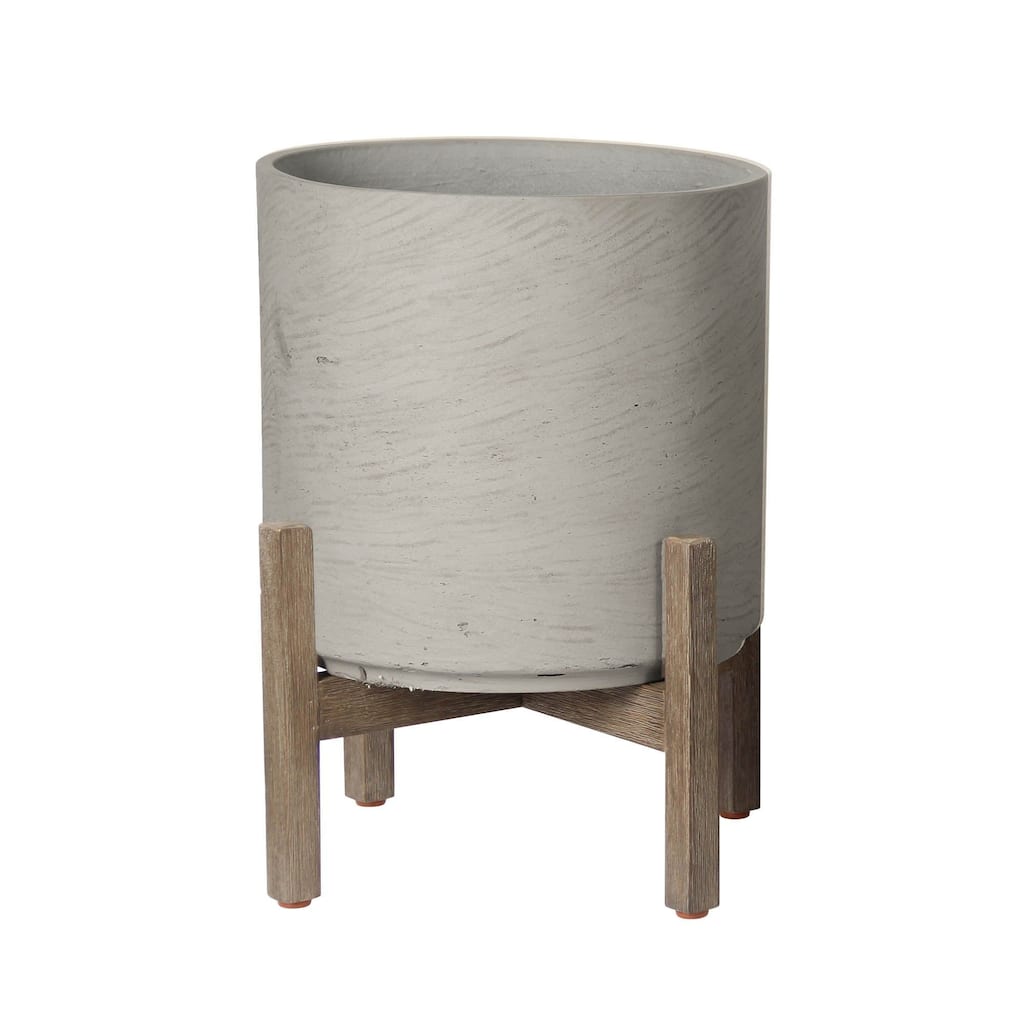 Mattland Round Medium Standing Pot, Cement Grey