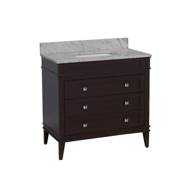 KitchenBathCollection Eleanor 36" Bathroom Vanity with Carrara Marble Top