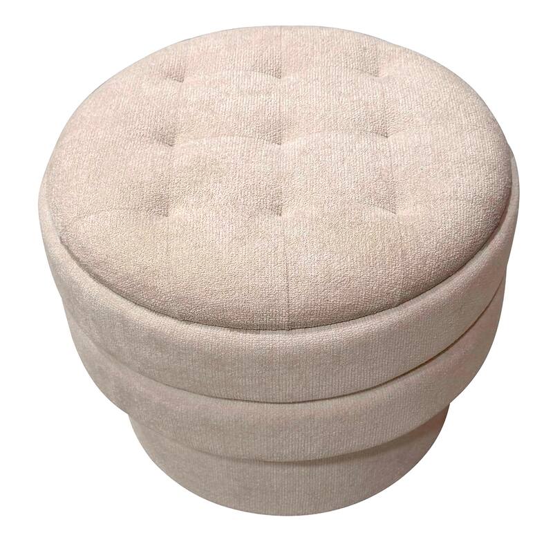 Modern Fabric Round Storage Ottoman