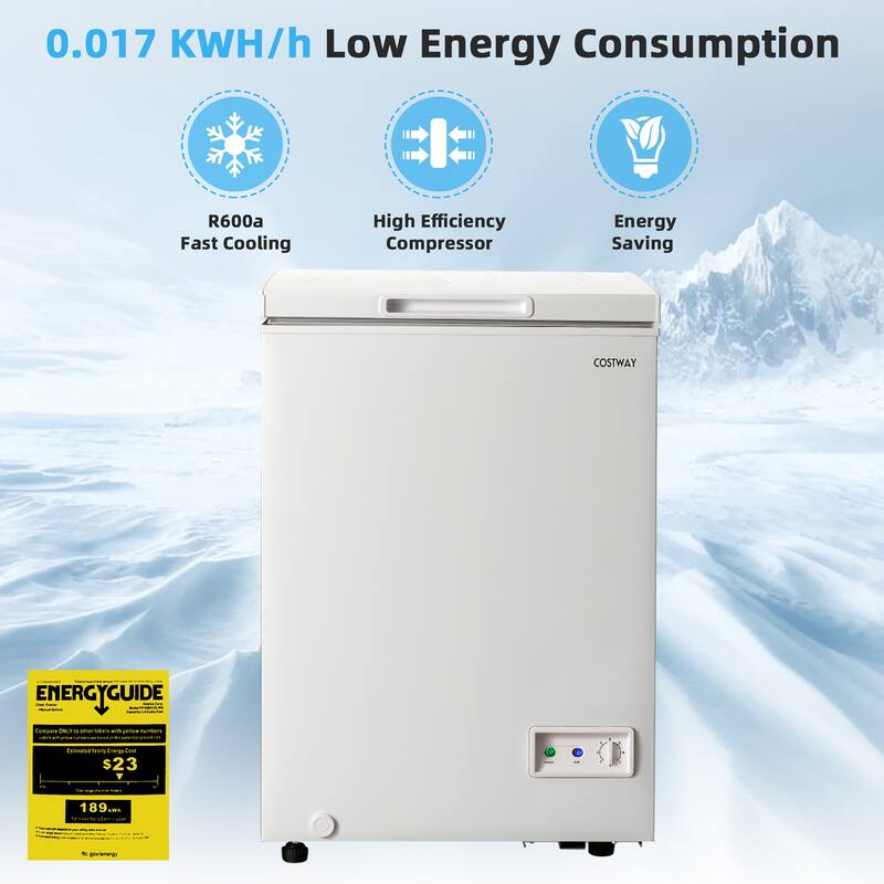 Costway 3.5 Cubic Feet Chest Freezer w/Removable Storage Basket Deep - See Details