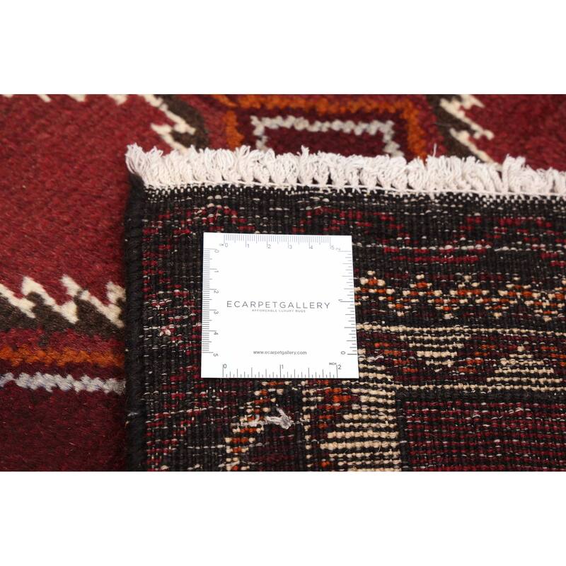 ECARPETGALLERY Hand-knotted Baluch Burgundy Wool Rug - 3'3 x 5'11
