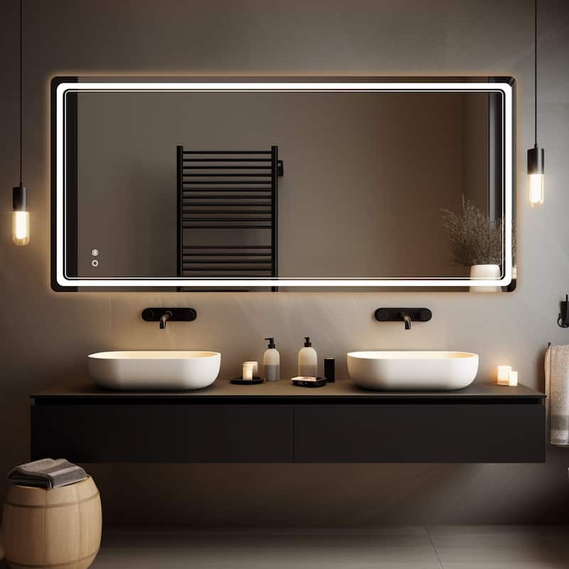 Wallbeyond 3-Tone Modern Style Frameless Rectangular LED Wall Mirror