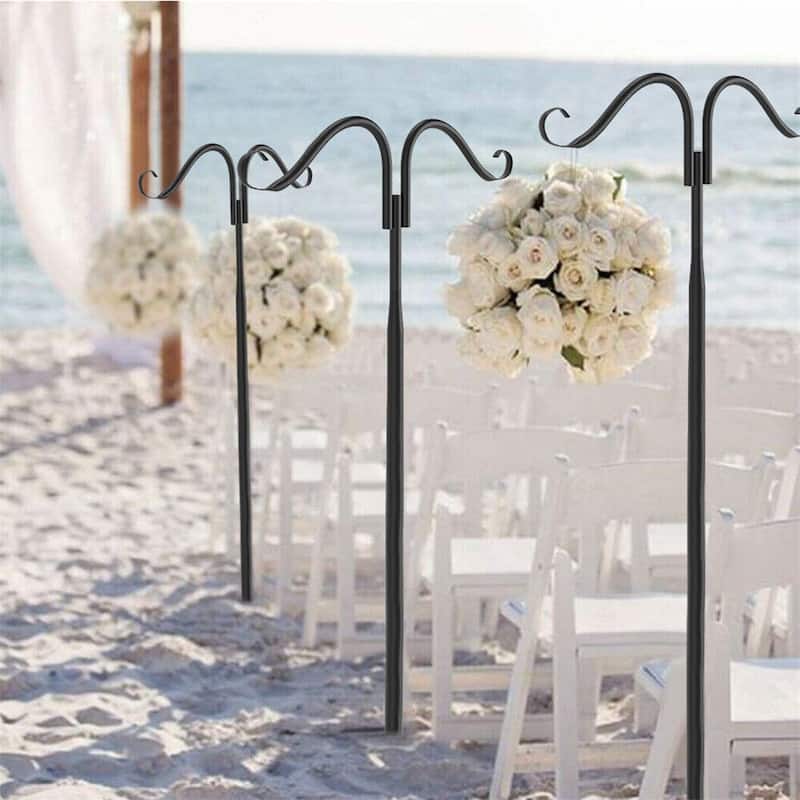 Heavy Duty Shepherd Hooks Metal Garden Bird Feeder Hanging with7 Prongs Set of 2
