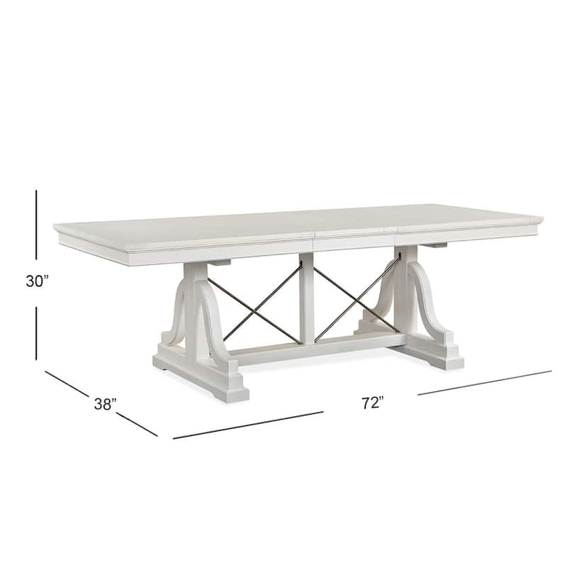 Magnussen Home Heron Cove Chalk White And Dovetail Grey Extendable Trestle Dining Table - 38''W x 72''D x 30''H