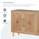 Carved Floral Door Large Storage Cabinet with Metal Handle for Living Room, Kitchen, Entryway