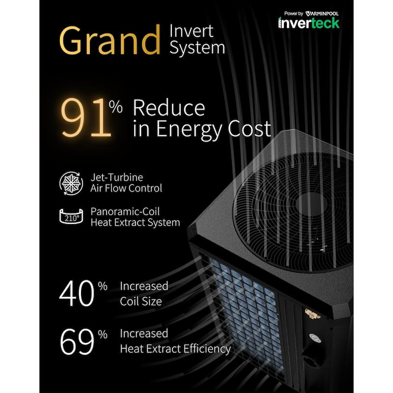 140000 BTU Full DC Inverter Pool Heat Pump for 42000 Gallon Pools