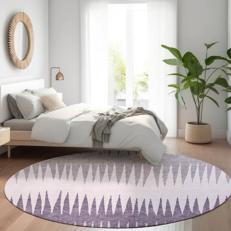 Premium Washable Super Soft Modern Spikes Mayfield Rug - Purple - 8' x 8'