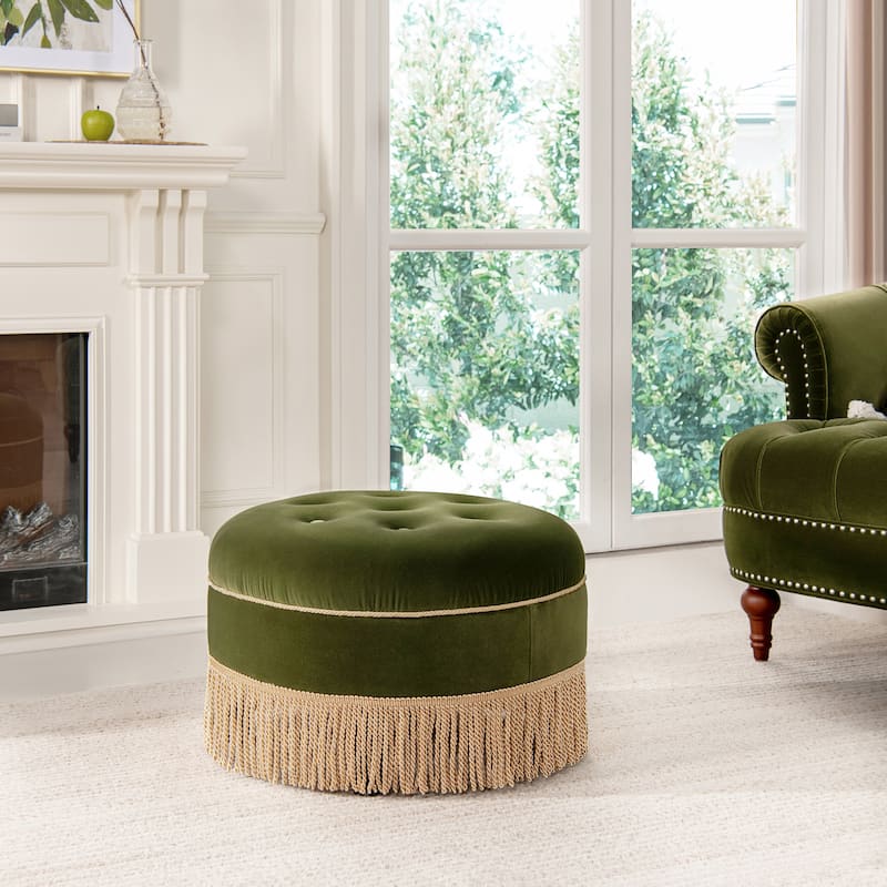 Yolanda 24" Upholstered Round Accent Ottoman