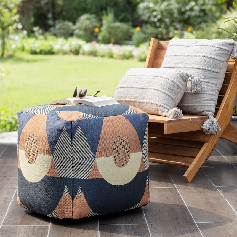 Jani Martinique 18" x 18" x 18" Square Indoor/Outdoor Pouf Ottoman