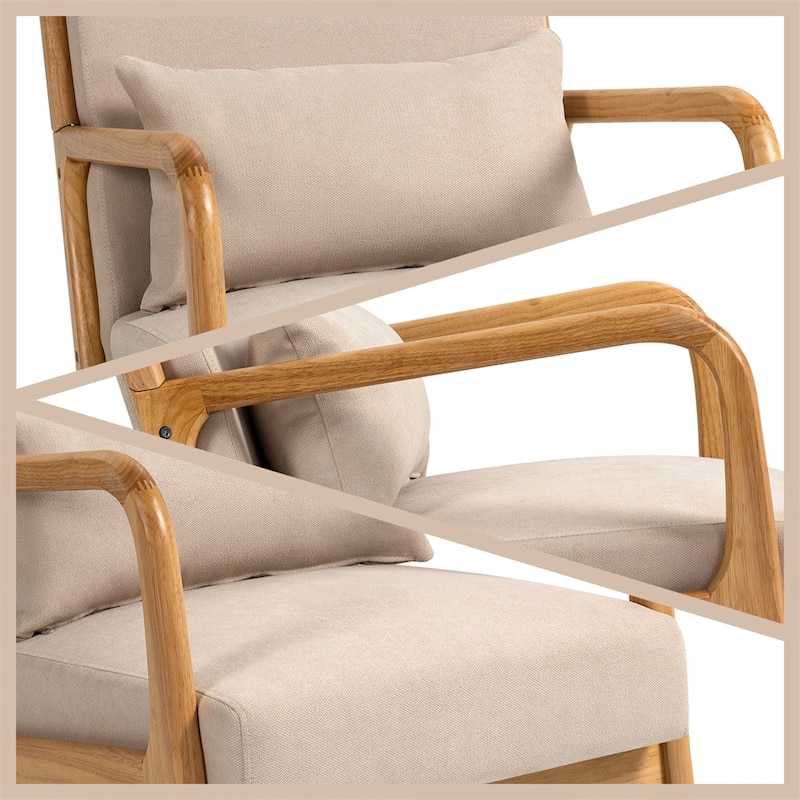 Leisure Chair with Solid Wood Armrest and Feet,Modern Accent Sofa