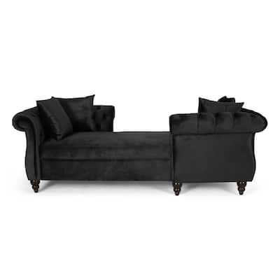 Houck Modern Glam Tufted Velvet Tete-a-Tete Chaise Lounge with Accent Pillows by Christopher Knight Home