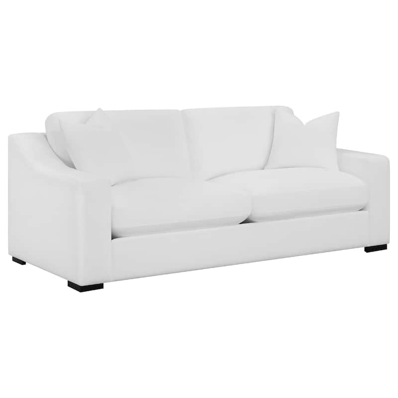 Shanice 2pc Living Room Sofa Set, 4 Accent Pillows, White Trillium