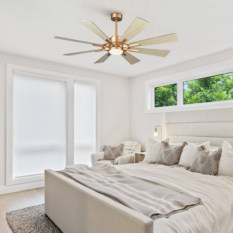 60" Antique Brass Farmhouse Windmill Ceiling Fan with Light and Remote