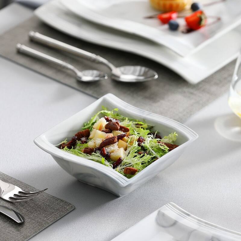 MALACASA Flora Wavy Modern Porcelain Dinnerware Set (Service for 6)