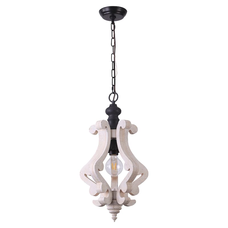 Bella Depot 1-Light Rustic Wood Chandelier Farmhouse Distressed Wood Pendant Light