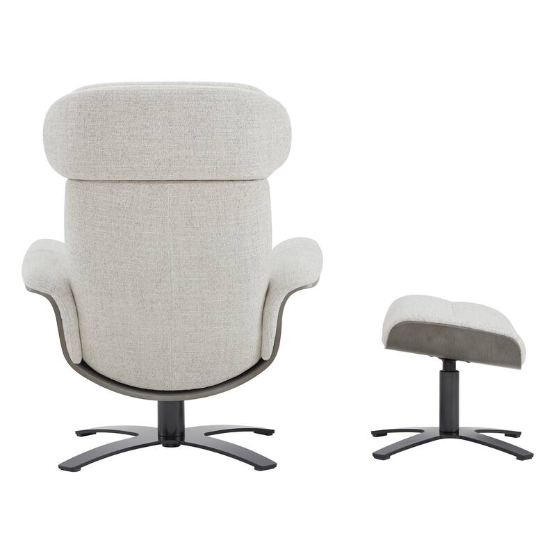 Spruce & Spring Leon Swivel Recliner Chair with Ottoman Set and Adjustable Headrest