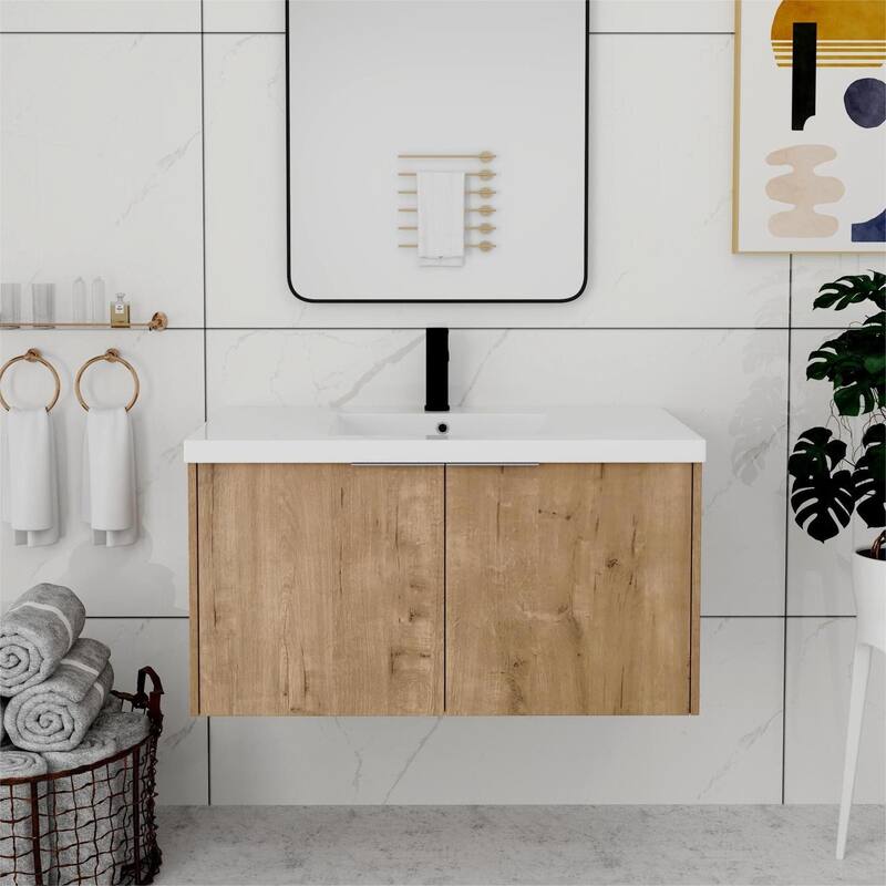 Bathroom Vanity With Sink In 24/30/36 Inch, Floating Bathroom Vanity With Soft Close Door