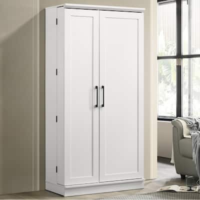 Lincoln White Storage Cabinet with Swing-Out Storage Door