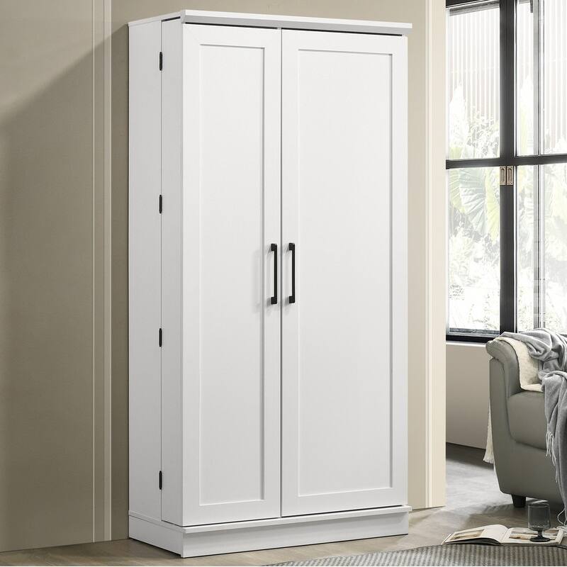 Lincoln White Storage Cabinet with Swing-Out Storage Door