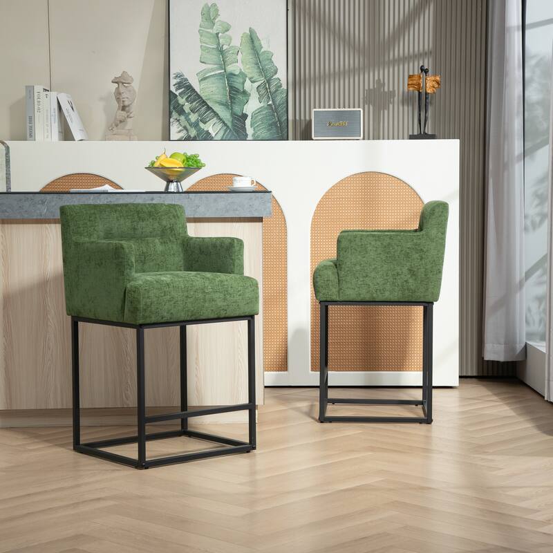 House Hold Counter Height Bar Stools Set of 2,Modern Square PU Bar Stool