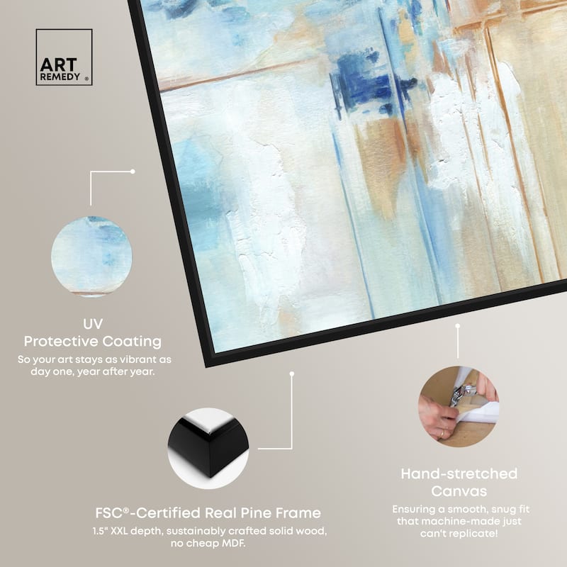 Art Remedy House Of Lines I Framed Blue Abstract 1 Piece Canvas Wall Art