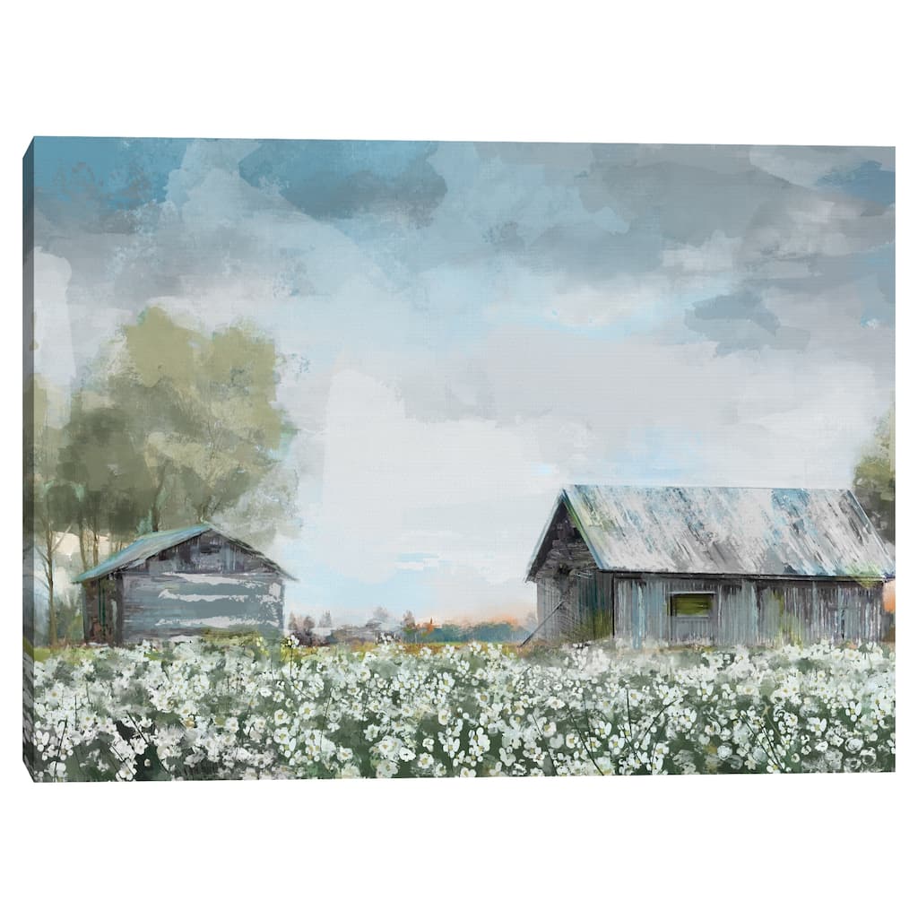 Blue Barn Crop by Studio Arts Canvas Art Print