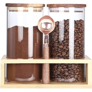 Glass Jars with Airtight Wood Lids,Glass Nut Storage Containers with ...