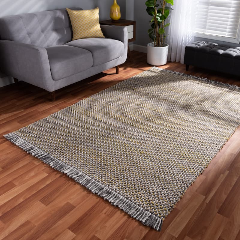 Nurten Modern and Contemporary Handwoven Hemp Blend Area Rug - 5' x 8'/Surplus