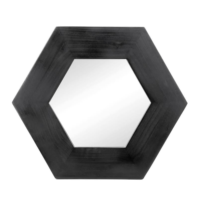 Mid-century style living room hexagonal mirror - 18.5"x18.5" - Black
