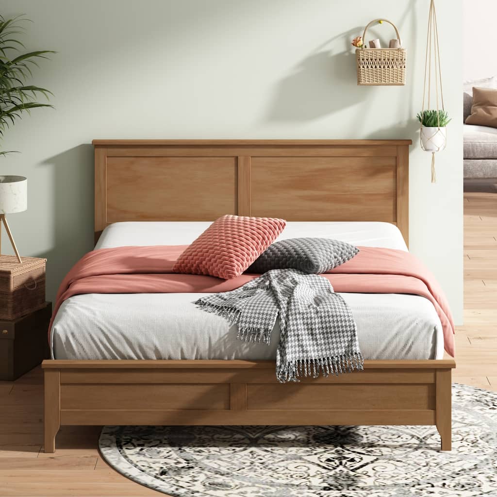 Modern Pine Platform Bed, Solid Wood Support, No Box Spring Needed, Perfect for Bedroom